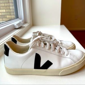 Veja White & Black Esplar Leather Sneaker
